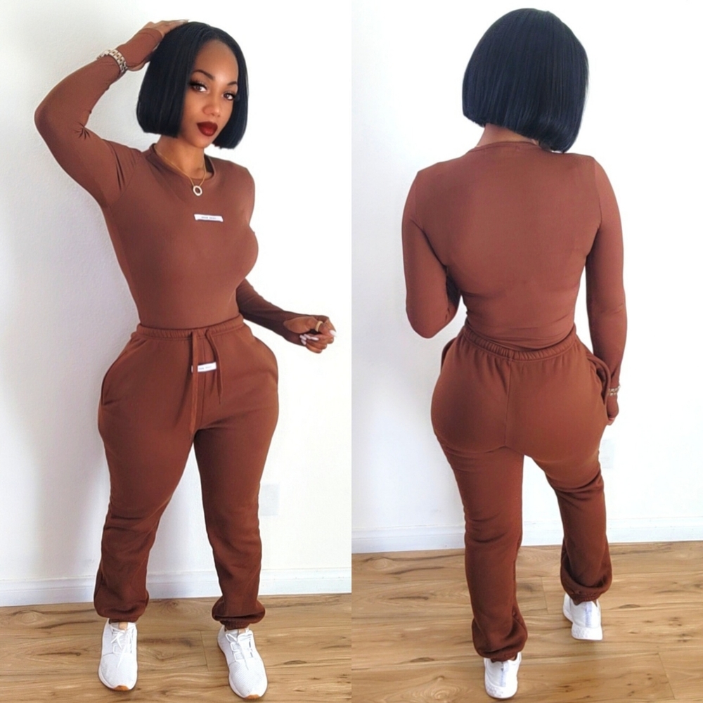 Two piece bodysuit Set with jogger pants